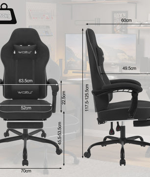 Ergonomische bureaustoel met voetensteun en lendenkussen - Comfortabel gamen en werken