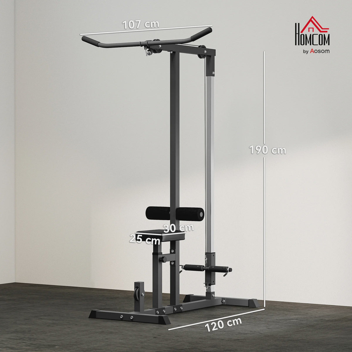 Homcom Krachtstation met Katrol en Verstelbare Zitting - Home Gym Fitness Apparaat