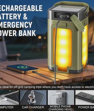 Oplaadbare Solar Camping Lantaarn - Multifunctioneel, 6 Lichtstanden & IPX4 Waterdicht