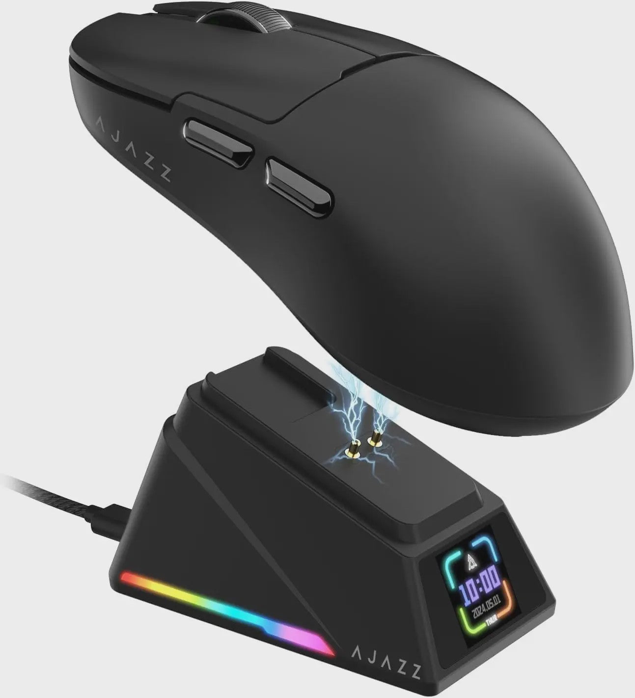 Ajazz AJ159 PRO/APEX Gaming Muis: 8000Hz, PAW3950 Sensor, Kleurenscherm Dock