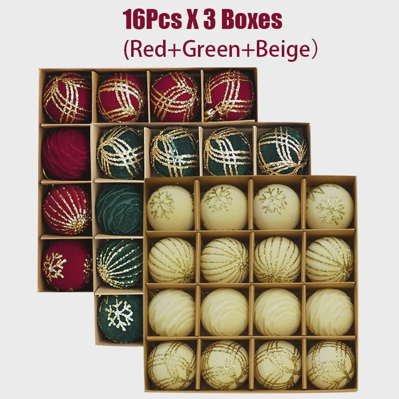 Kerstballen 6cm - Set van 12/16 Stuks - Wijnrood & Goud - Fluweelzacht & Feestelijk