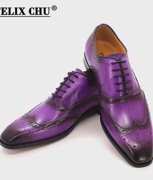 Handgemaakte Heren Leren Wingtip Oxford Schoenen - Klassiek & Formeel