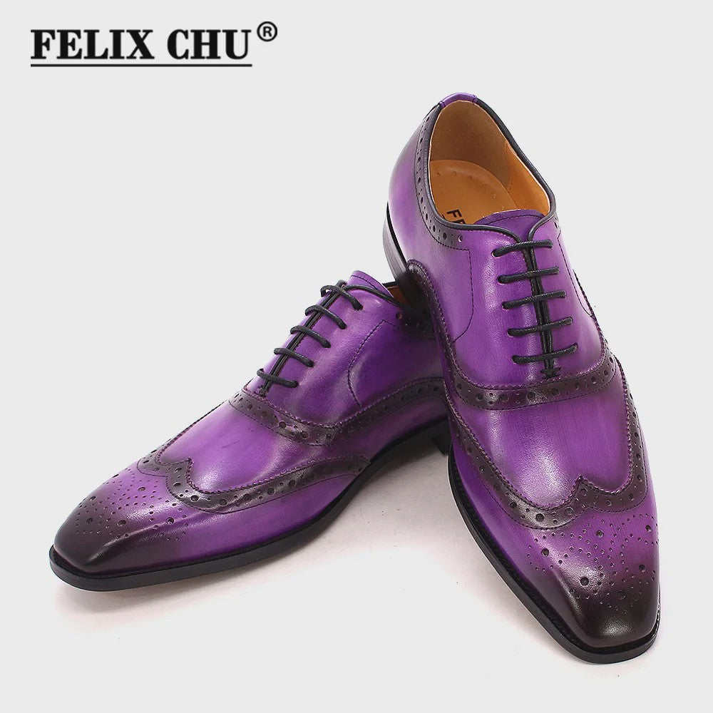 Handgemaakte Heren Leren Wingtip Oxford Schoenen - Klassiek & Formeel