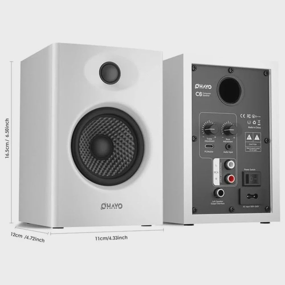 OHAYO C6 Actieve Boekenplank Speakers: 60W, Bluetooth 5.3, Glasvezel Unit, Multi-Input (USB/RCA/AUX) voor PC Gaming
