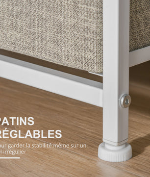 Homcom 3-Laden Stoffen Commode - Moderne Opbergkast met Stalen Frame en Verstelbare Voeten