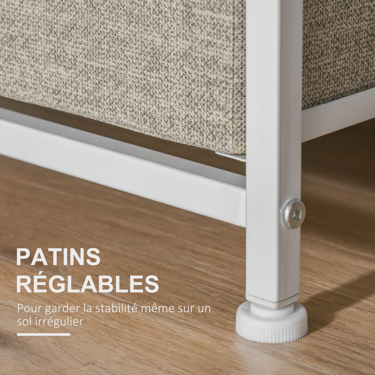 Homcom 3-Laden Stoffen Commode - Moderne Opbergkast met Stalen Frame en Verstelbare Voeten