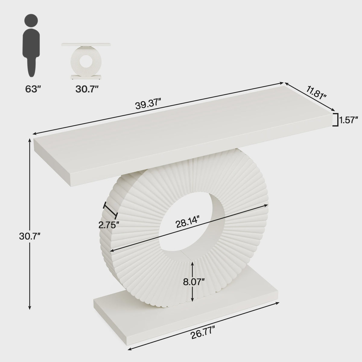 Moderne Console Tafel met Geometrische Basis - 40 inch Houten Entree & Sofa Tafel