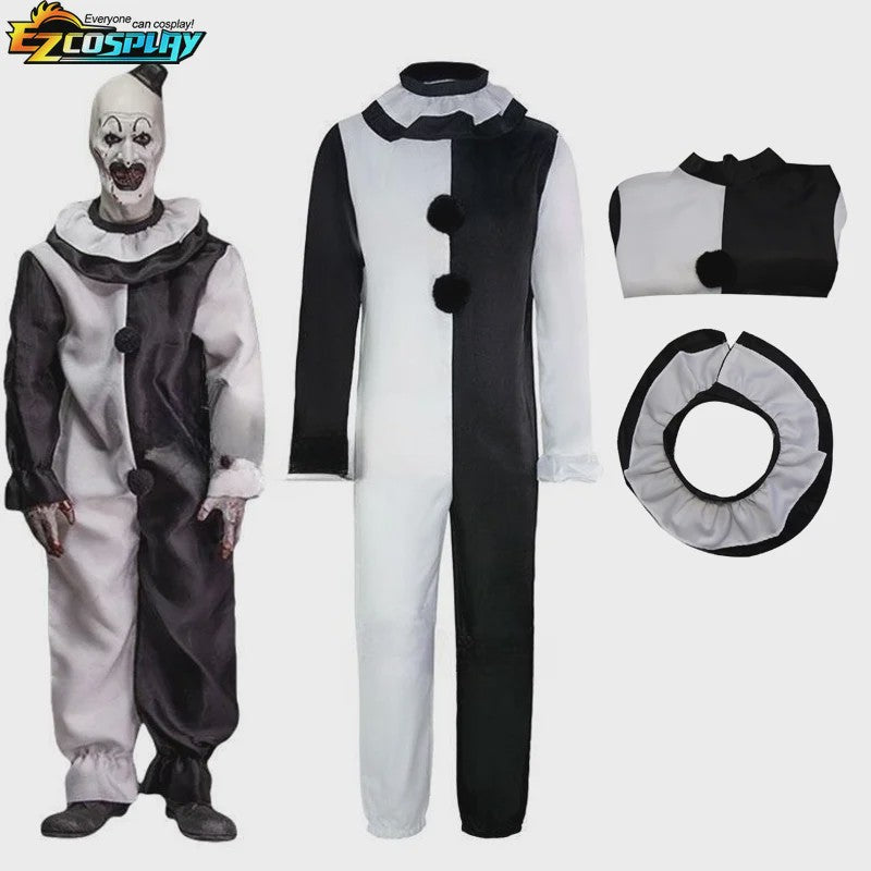 Art The Clown Kostuum & Masker - Terrifier 2 Cosplay Jumpsuit voor Heren en Dames