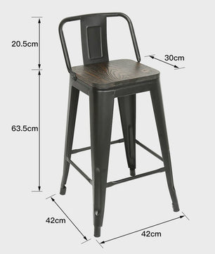 Set van 4 Metalen Barkrukken met Rugleuning - 84 cm Hoog - Stapelbaar - Vintage/Industriële Stijl