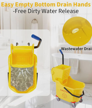 Professionele Dweilemmer met Wringer en Wielen - 32L Capaciteit