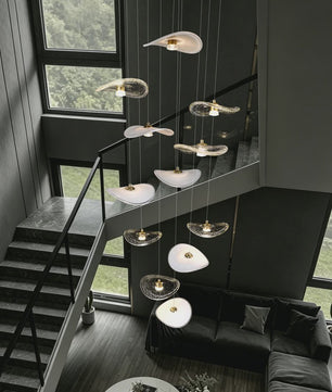 Luxe Glazen Trappenhuis Hanglamp - Moderne Lange Plafondlamp met Meerdere Pendels