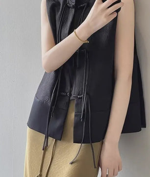 Chique Jacquard Vest met Knopen en Opstaande Kraag - Retro Stijl
