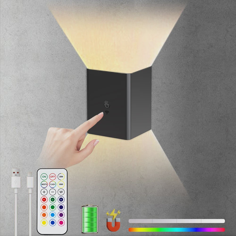 2x Draadloze LED Wandlamp RGB - Oplaadbaar, Dimbaar & Slim - Up/Down Light