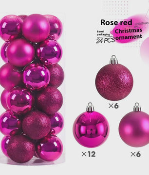 24x Kerstballen Set - 3/4/6cm - Multicolor & Glitter - Kerstboom Decoratie