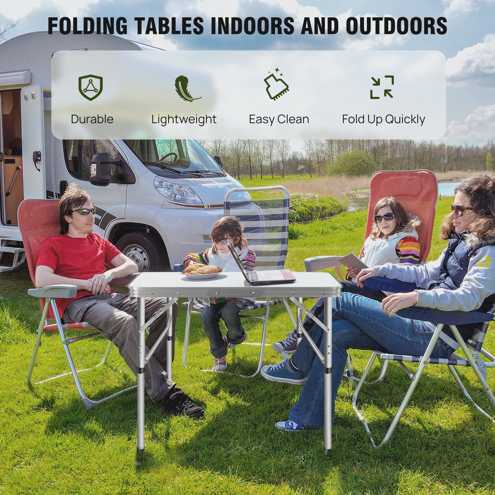 Lichtgewicht Aluminium Campingtafel - Opvouwbaar, Draagbaar & Verstelbaar in Hoogte