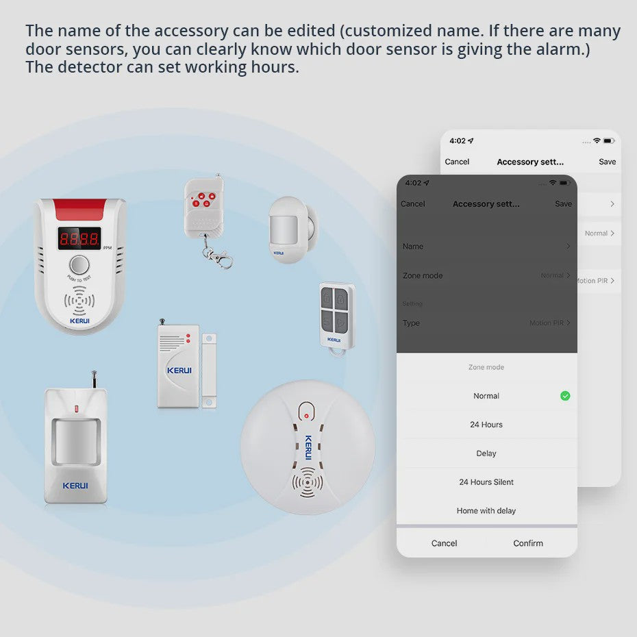 KERUI Slimme WiFi Sirene Alarm - 110dB Luide Luidspreker met Bewegings- en Deur/Raam Sensoren