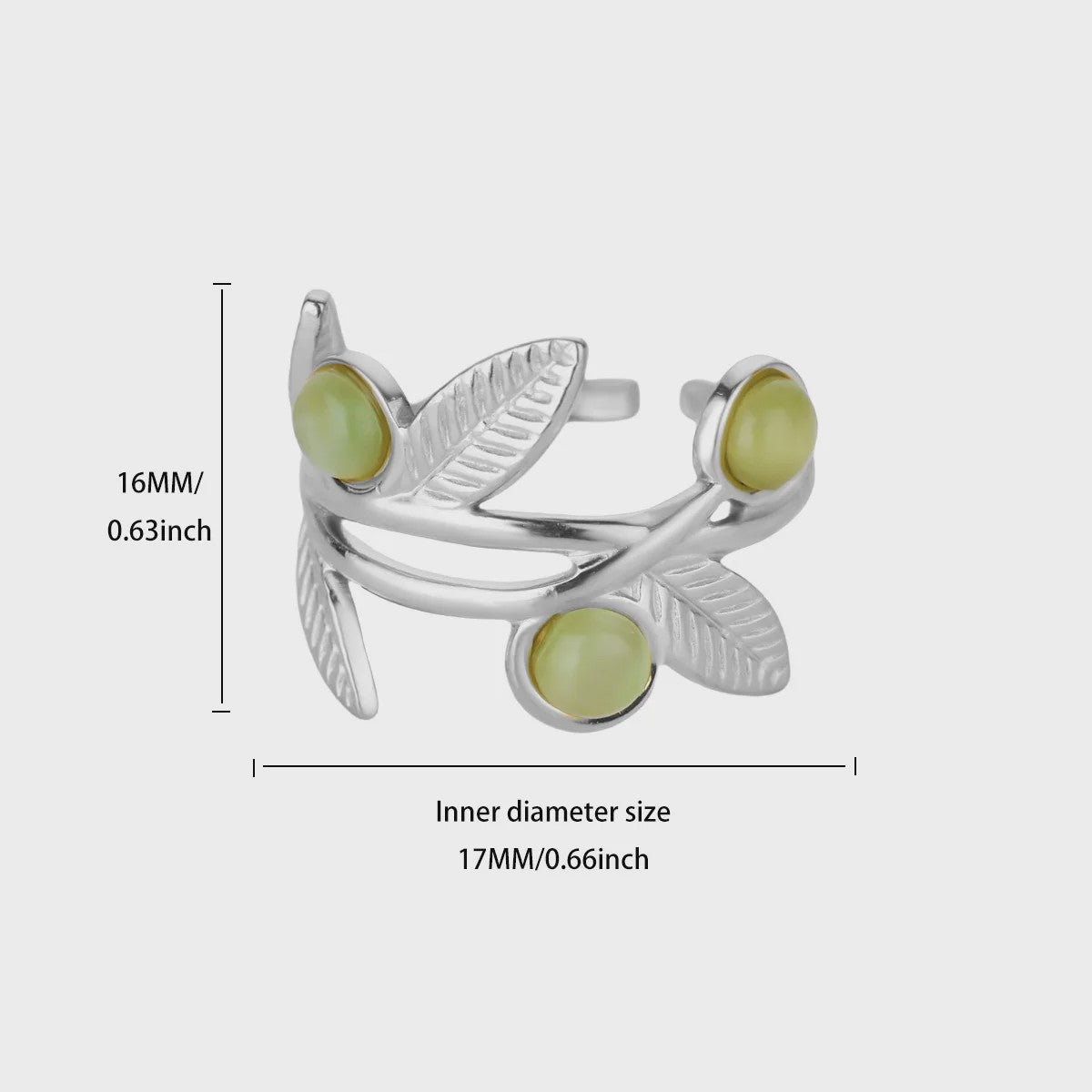 Verstelbare Blad Ring met Opaal Look - Minimalistisch Roestvrij Staal