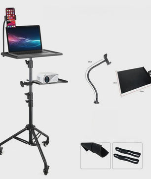 Verrijdbare Laptop & Projector Trolley - In Hoogte Verstelbaar met Telefoonhouder