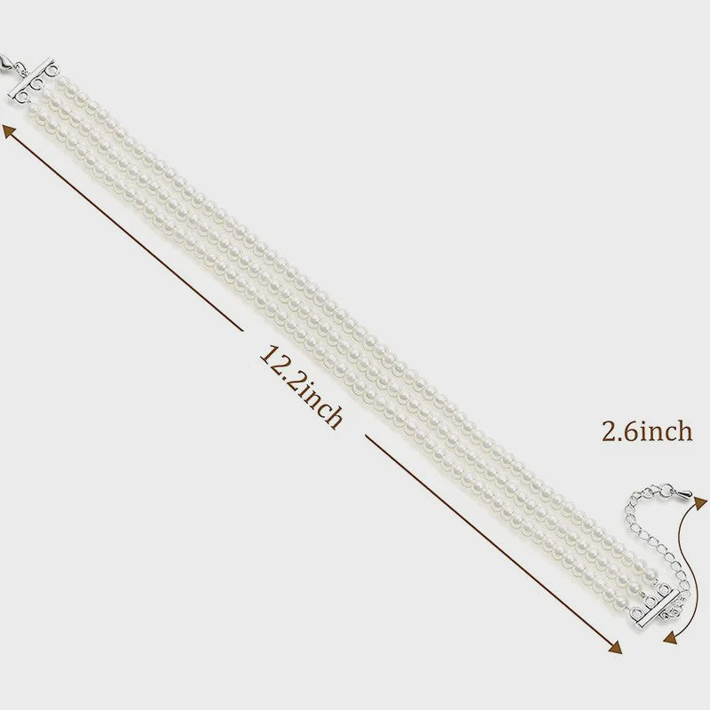 Elegante Multi-Rij Parel Choker Ketting - Handgemaakt Vintage Sieraad