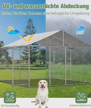 Robuuste Stalen Hondenren met Dak - 230x230x117cm Outdoor Kennel