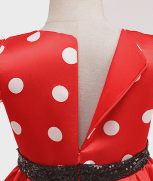 Minnie Mouse Jurk Meisjes Rood Polka Dot met Grote Pailletten Strik - Feestjurk