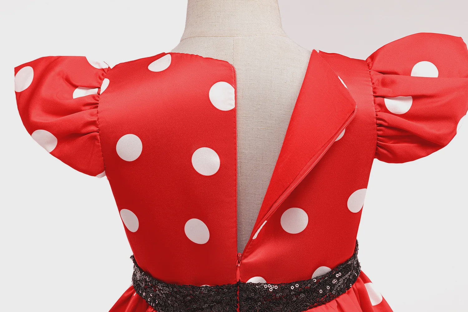 Minnie Mouse Jurk Meisjes Rood Polka Dot met Grote Pailletten Strik - Feestjurk