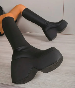 Gothic Plateau Laarzen Dames - Zwart, Maat 43, Comfortabel & Elegant