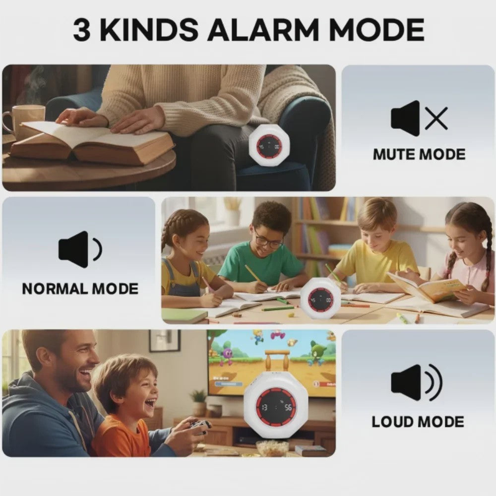 Visuele Flip Timer Kubus met LED Scherm & Gravity Sensor - Tijdmanagement Tool