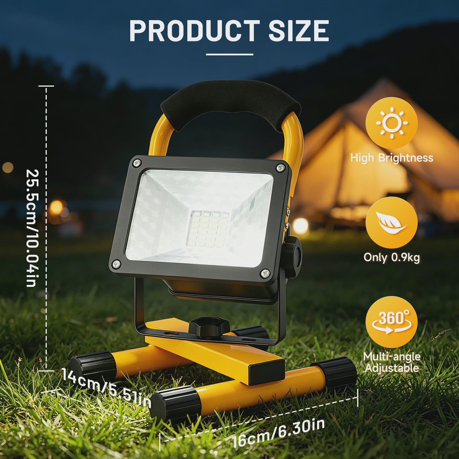 Oplaadbare LED Werkspot 30W - Waterdicht IP65, 3600mAh, Dimbare Modi & Rode/Blauwe Noodfunctie