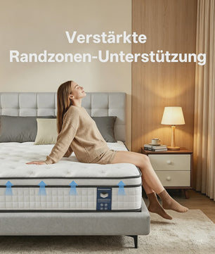 7-Zone Pocketvering Matras 90x200cm & 140x200cm - 25cm Dik, H3 Hardheid, Randversterking voor Optimaal Slaapcomfort