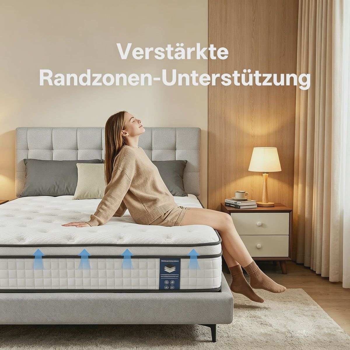 7-Zone Pocketvering Matras 90x200cm & 140x200cm - 25cm Dik, H3 Hardheid, Randversterking voor Optimaal Slaapcomfort