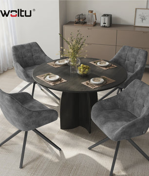 Set van 2 Chenille Eetkamerstoelen - 360° Draaibaar, Ergonomisch & Comfortabel