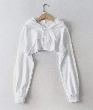 Unieke Dames Crop Hoodie met Lange Mouwen - Y2k Stijl & Persoonlijkheid