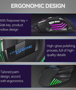 Ergonomische Gaming Muis met RGB Verlichting - 7 Knoppen, Bedraad, Plug & Play