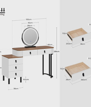 Moderne Kaptafel met LED Spiegel en Opbergkast - SediaXL