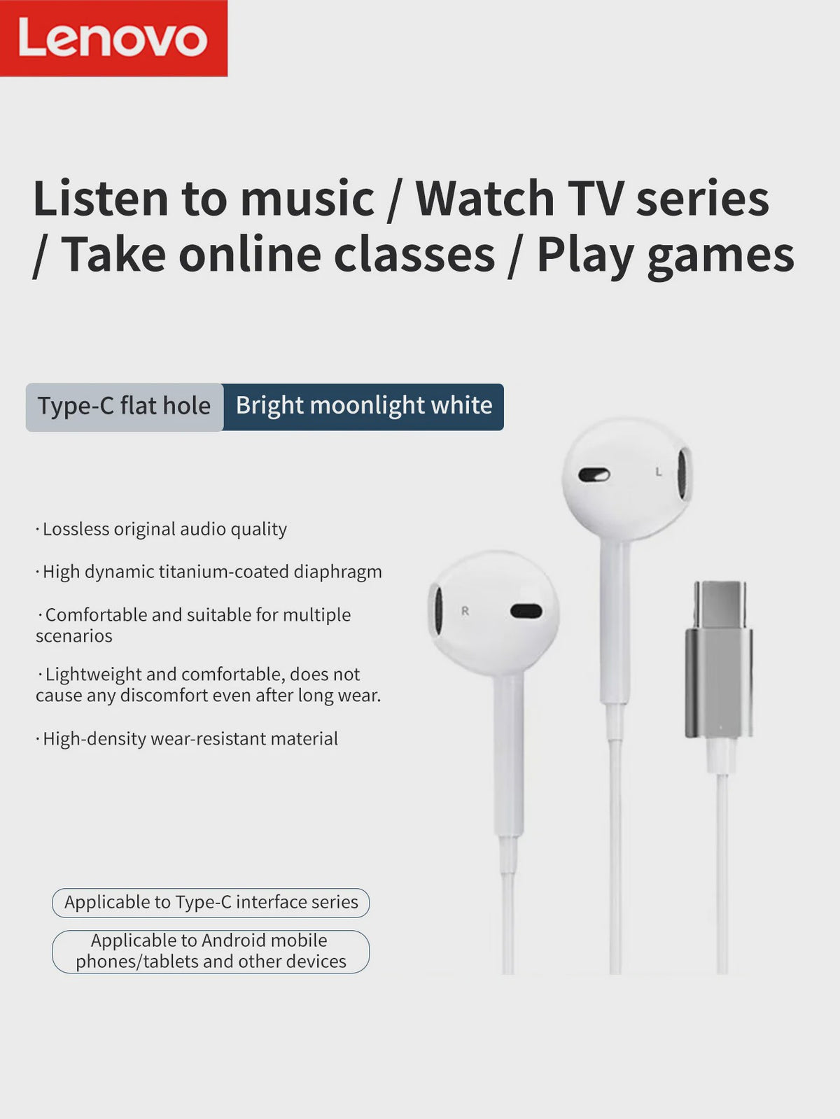 Lenovo 9D Stereo Bedrade Oordopjes met Microfoon - Hifi Geluid & Ruisonderdrukking