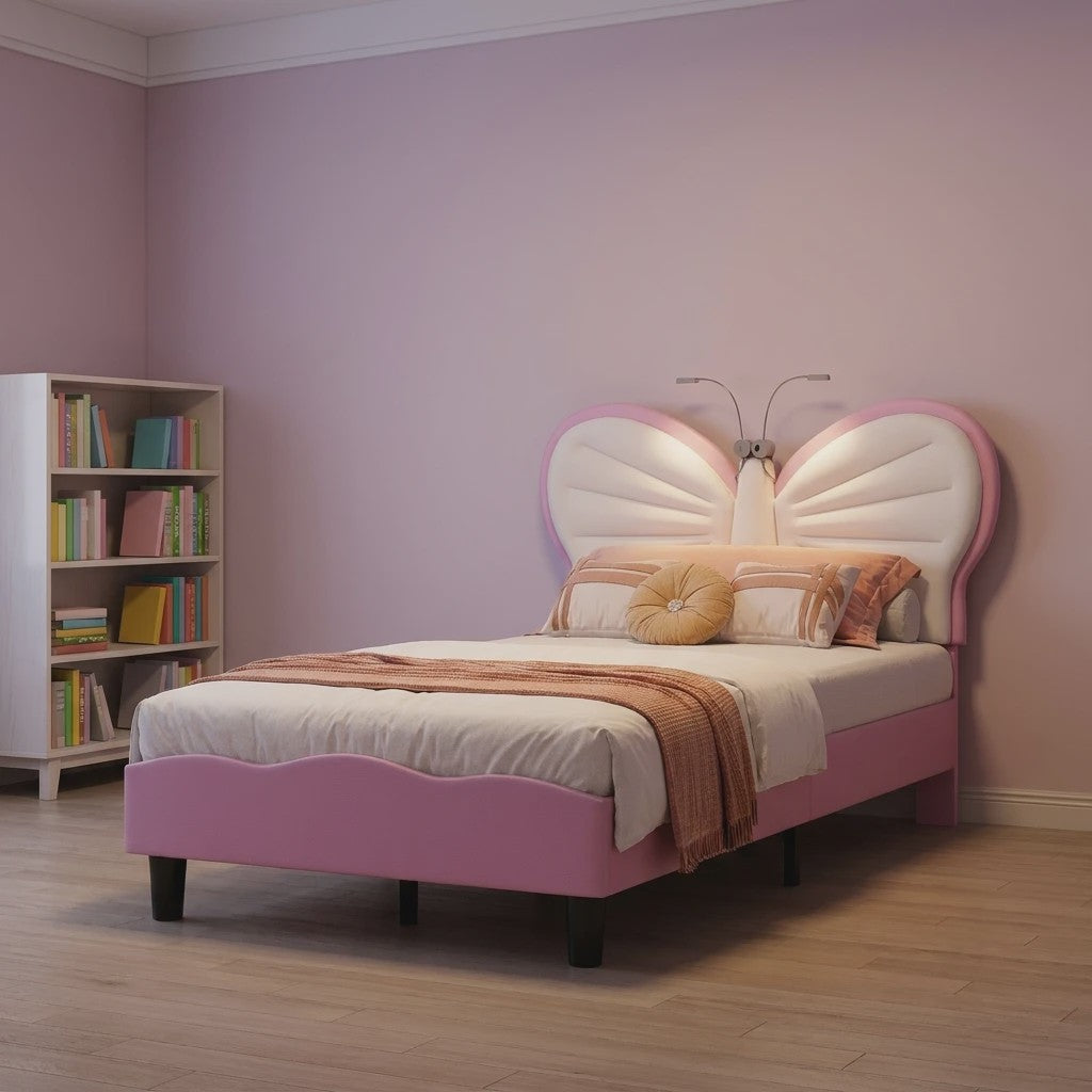 Anajqaqia Kinderbed met Vlinder Design, 90x200cm, Inclusief Nachtlampje