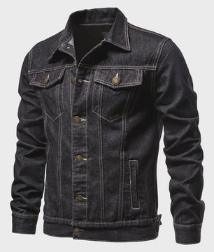 Herfst Denim Jas Heren - Vintage Motor Stijl Slim Fit Katoen Casual Zwart Blauw