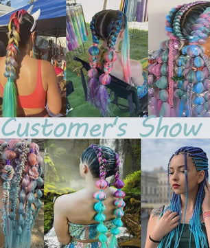 Glanzende Regenboog Jumbo Vlechten met Tinsel - Synthetisch Haar voor Festivals & Feesten