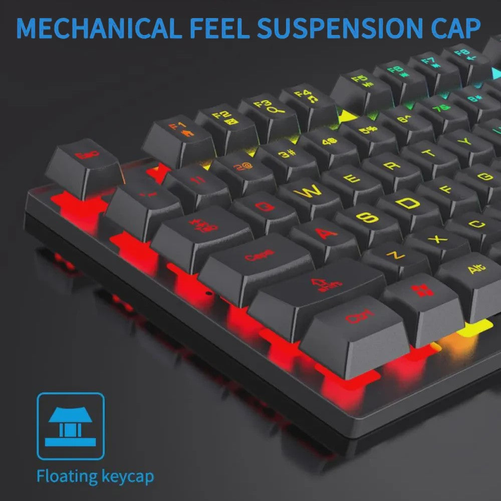 RGB Gaming Toetsenbord met Mechanisch Gevoel - 104 Toetsen, Bedraad, Waterdicht