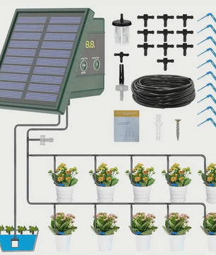 Automatische Druppelsysteem Timer met Zonnepaneel en Waterniveau Alarm - Ideaal voor Tuin en Potten