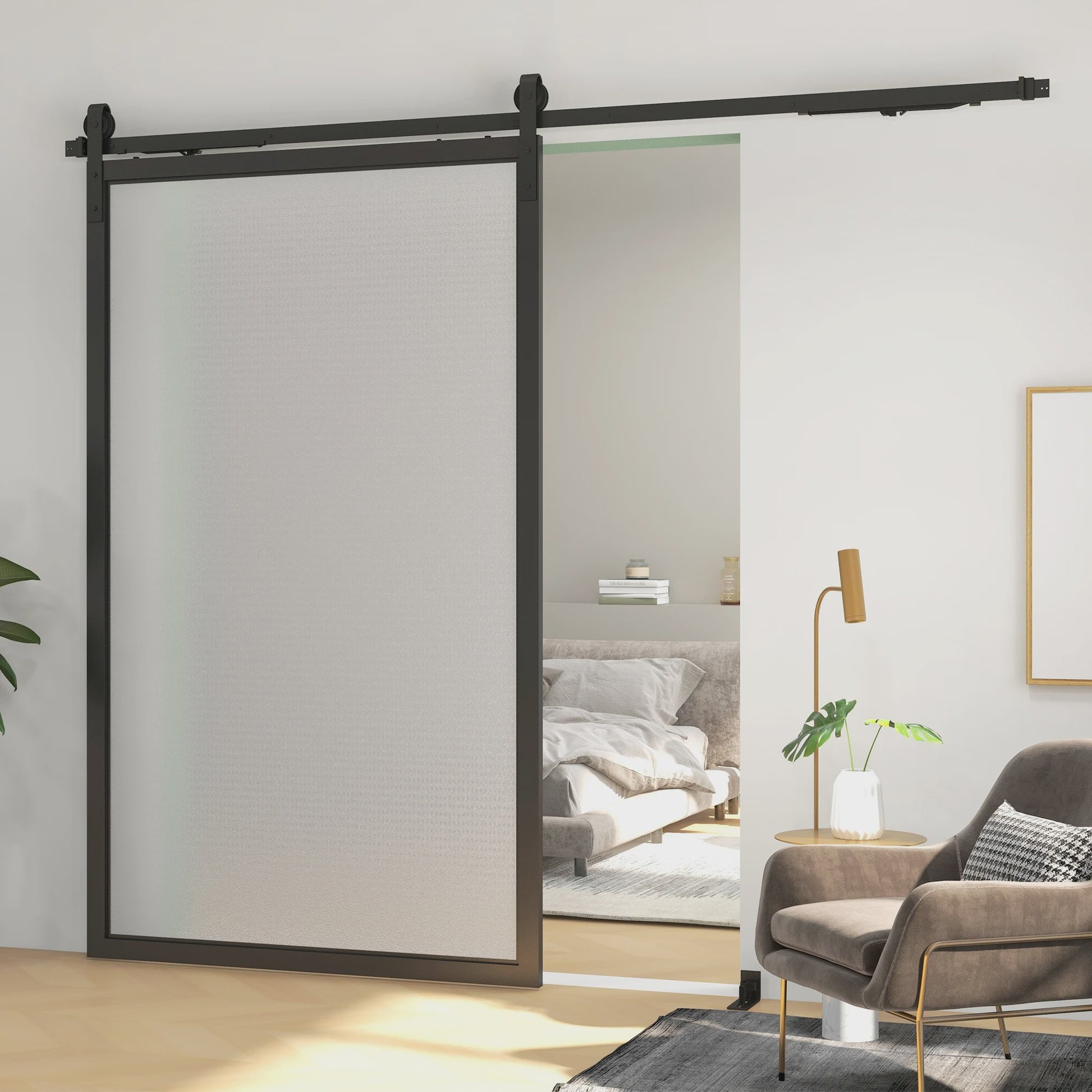 Schuifdeur Hardware Kit - Zonder Boren, J-Hanger, Stille Loop