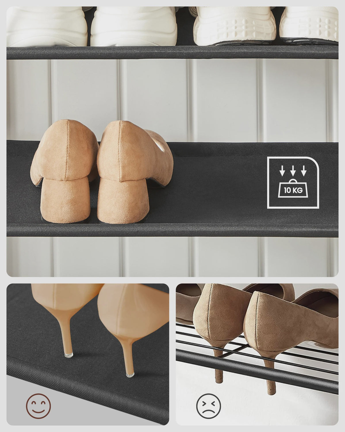 VASAGLE Kapstok met Schoenenbank en 9 Haken - Entree Meubel 64x32.2x180 cm