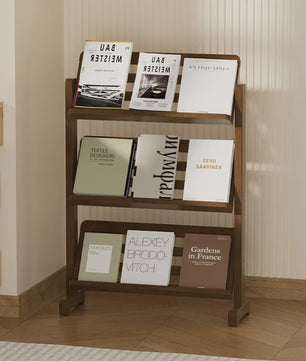 Stijlvolle Houten Boekenkast - Ultradun Magazine & Krantenrek voor Woonkamer of Kantoor