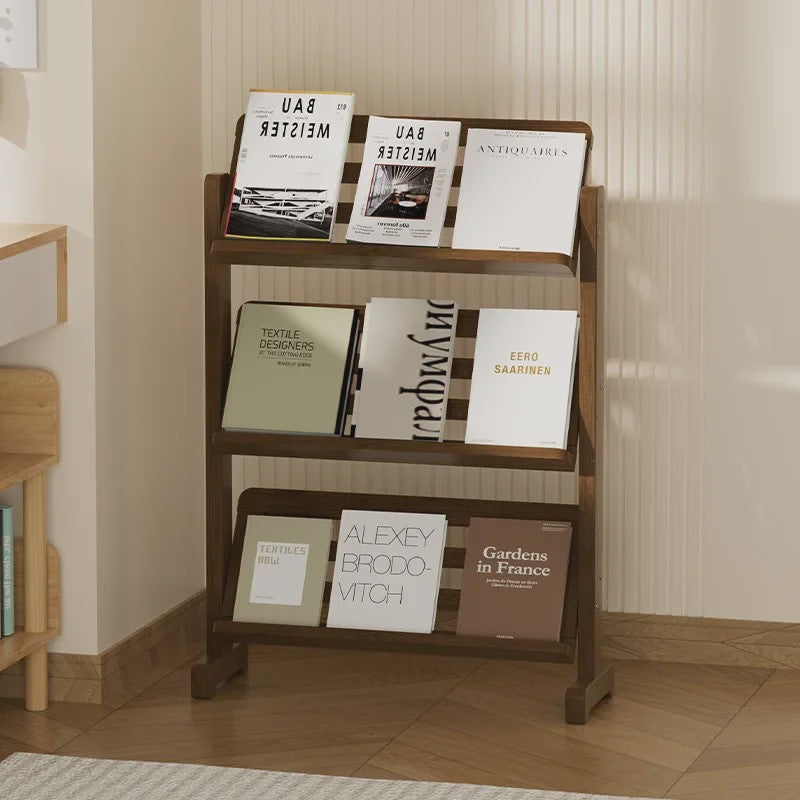 Stijlvolle Houten Boekenkast - Ultradun Magazine & Krantenrek voor Woonkamer of Kantoor