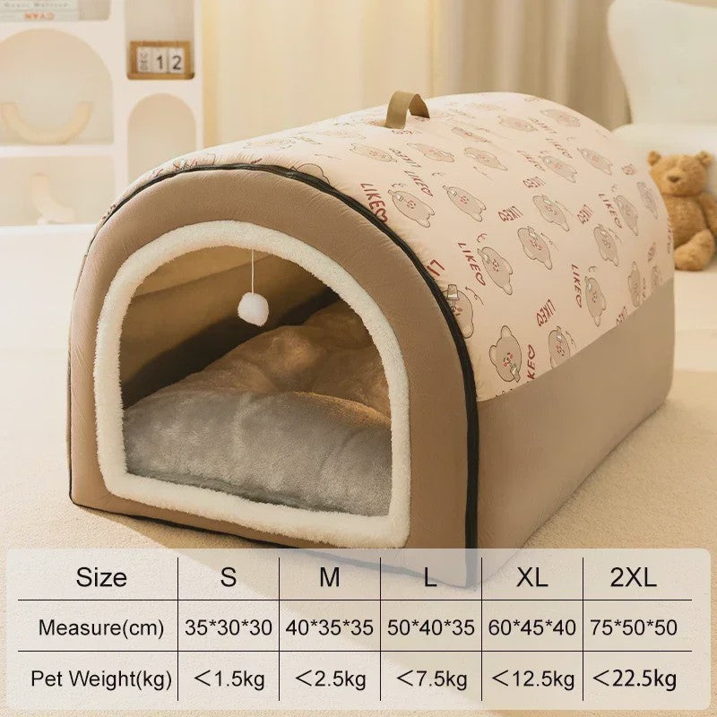 Warm Hondenhuis met Afneembaar Bed - Zacht & Antislip Slaapnest voor Hond of Kat