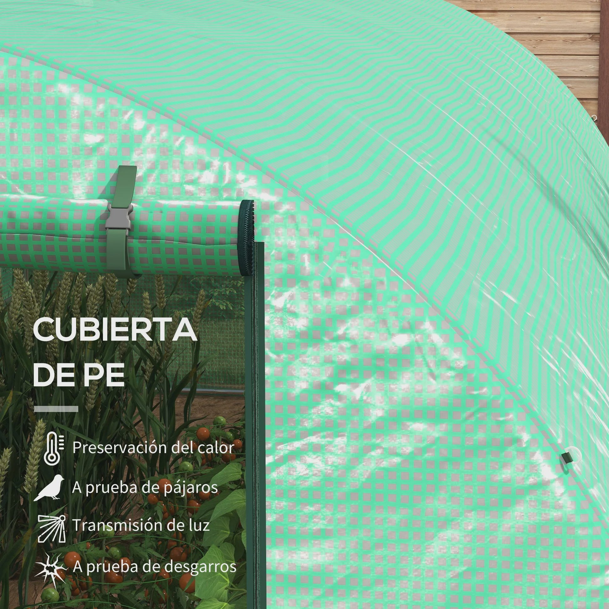 Outsunny Grote Tuinkas met Geïntegreerd Irrigatiesysteem - 6x3x2m - Groen