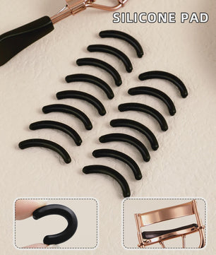 Draagbare Wimpertang met 15 Siliconen Pads - Roestvrij Staal Krultang voor Wimperextensions