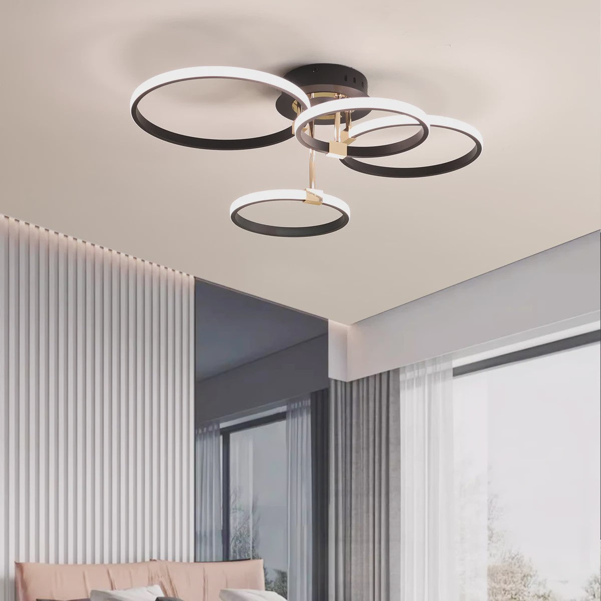 Moderne LED Plafondlamp Kroonluchter - Dimbaar, Goud/Chroom/Zwart