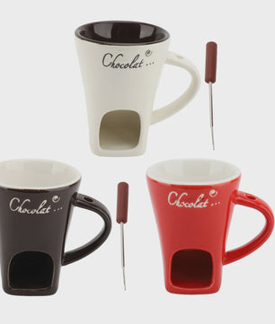 Chocolade Smeltmok met Vork - Keramische Fondue Beker voor Smelten en Warmer Houden